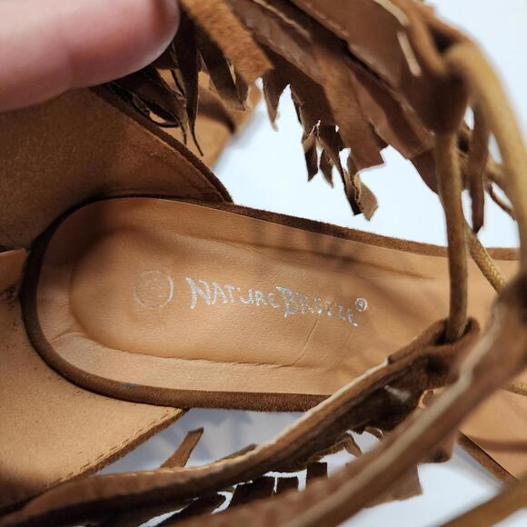 EUC New Women Nature Breeze Tasha-01 Suede Fringe Open Toe  Wedge Sandal 10 - Picture 6 of 9